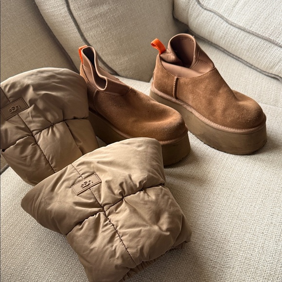 UGG Brown Platform Boots with Orange Accent - Picture 3 of 10